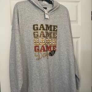 Lane Bryant NWT Gray Hoodie with Game Day Graphic